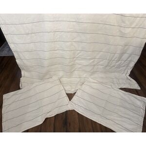 CB2 100% Linen Twin Duvet Cover 66x84 Pinstripe Black Cream & 2 Standard Shams